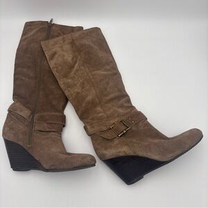 BCBGeneration Brown Suede Wedge Boots‎